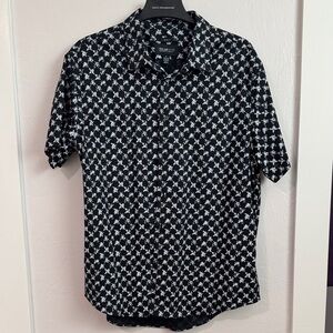 Kenneth Cole Black and White Patterned Men's Shirt
